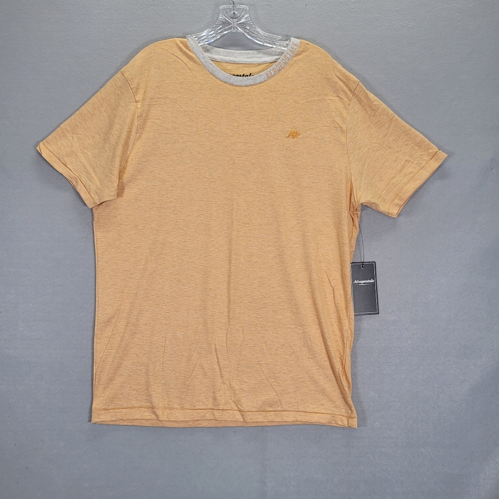 Aeropostale Stretch A87 Mens Size L Golden Yellow/ LT Grey Short Sleeve T-shirt